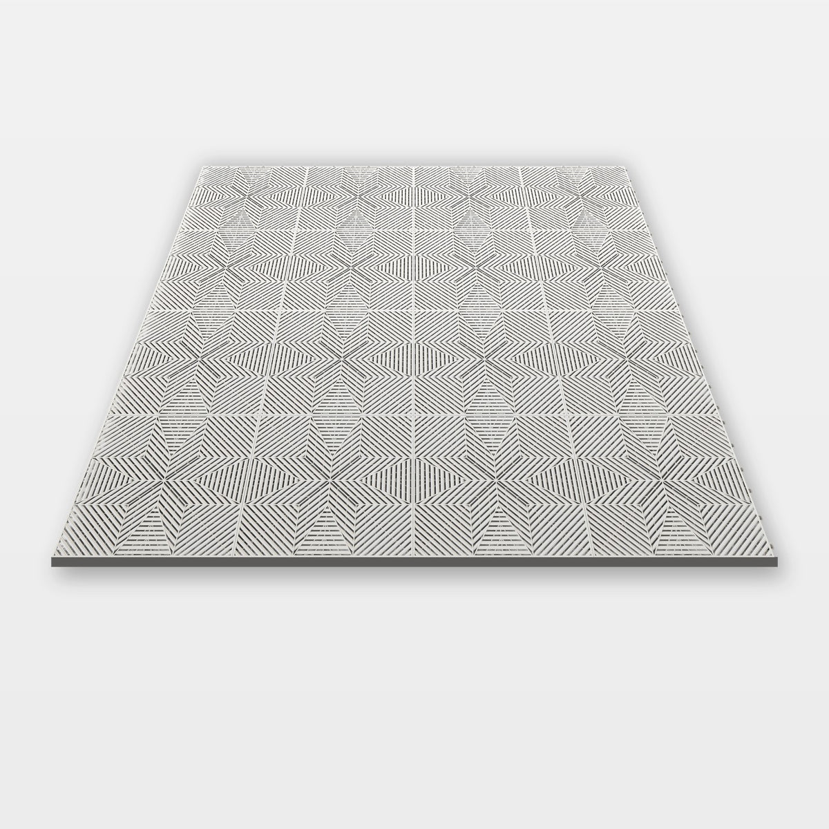 Sixteen ULTRAFLUX tiles in Alpine White clicked together, 1.6 m wide