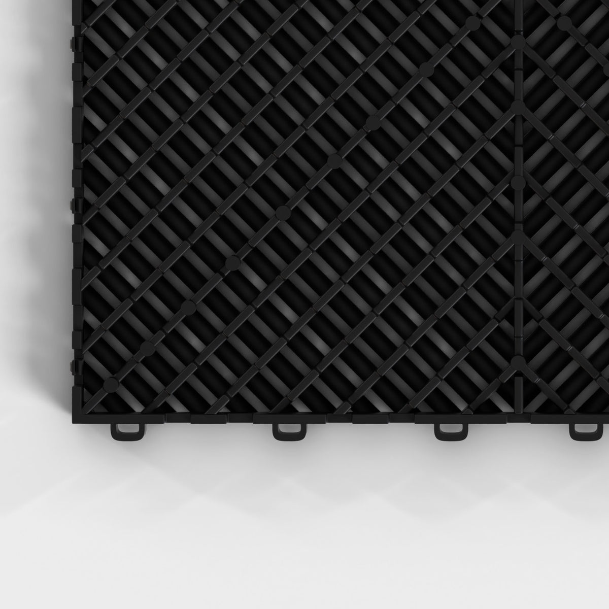ULTRAGRID tile in Jet Black: one corner of the underside