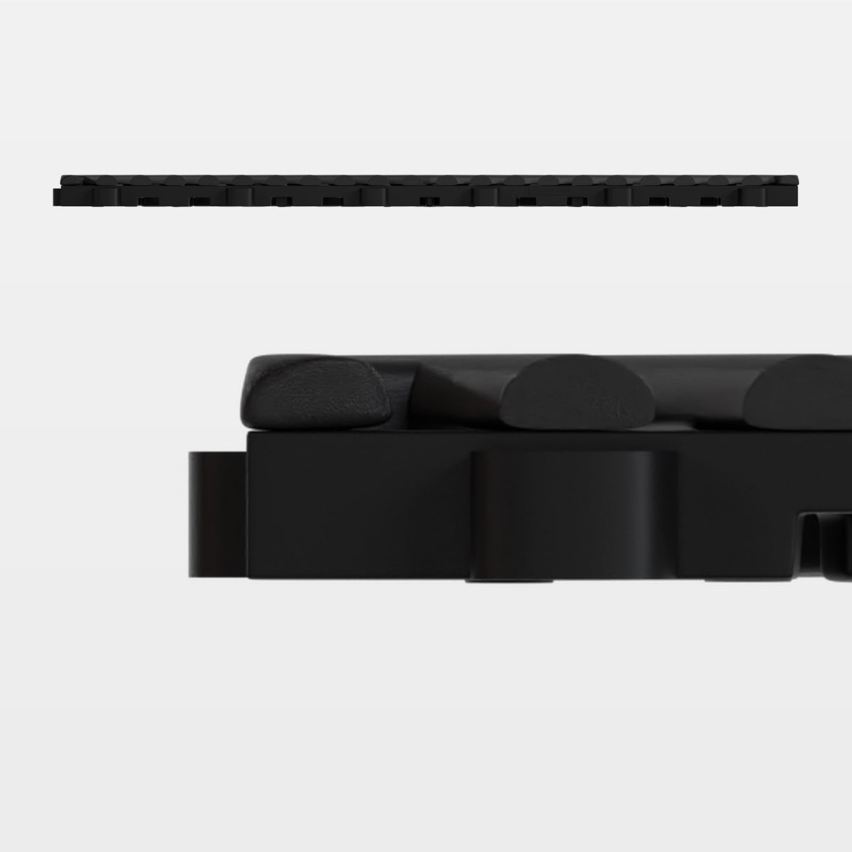 ULTRAGRID tile in Jet Black, side on: 400 mm long and 18 mm tall