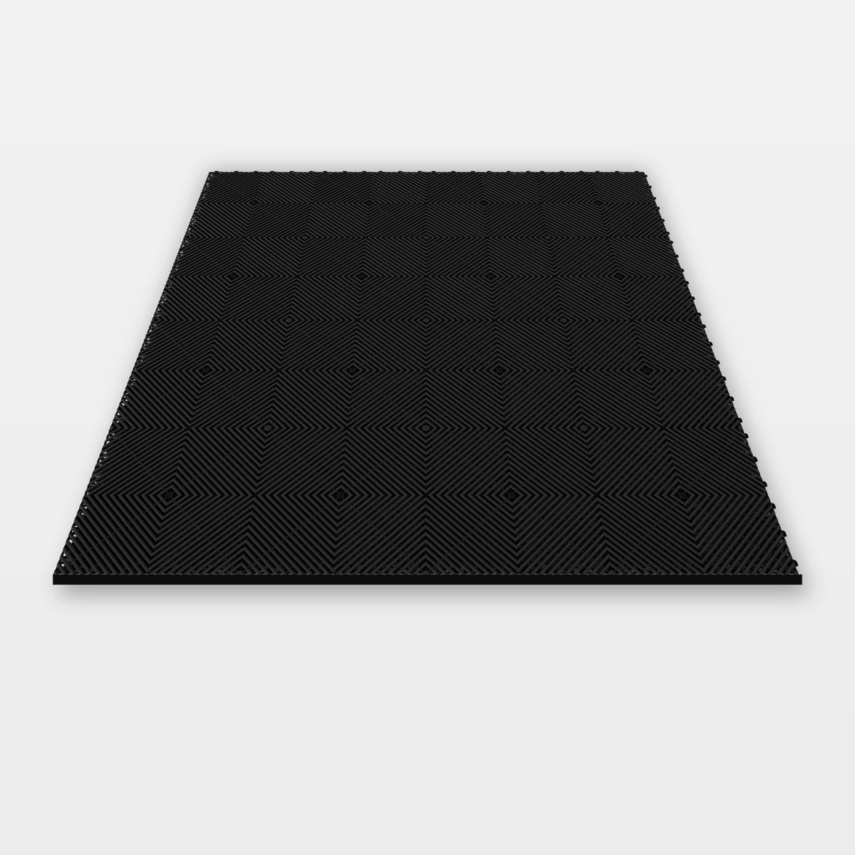 Sixteen ULTRAGRID tiles in Jet Black clicked together, 1.6 m wide