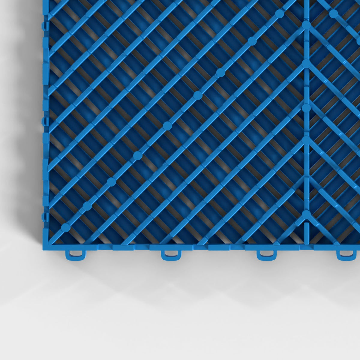 ULTRAGRID tile in Riviera Blue: one corner of the underside