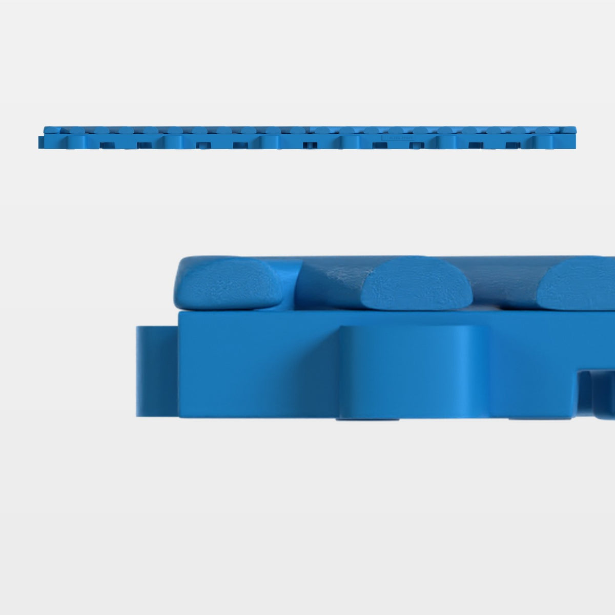 ULTRAGRID tile in Riviera Blue, side on: 400 mm long and 18 mm tall