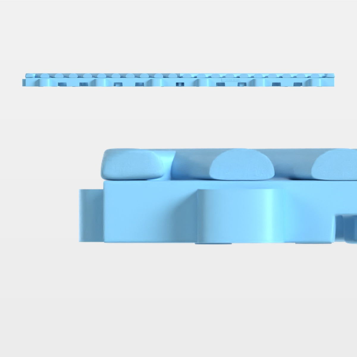 ULTRAGRID tile in Gulf Blue, side on: 400 mm long and 18 mm tall