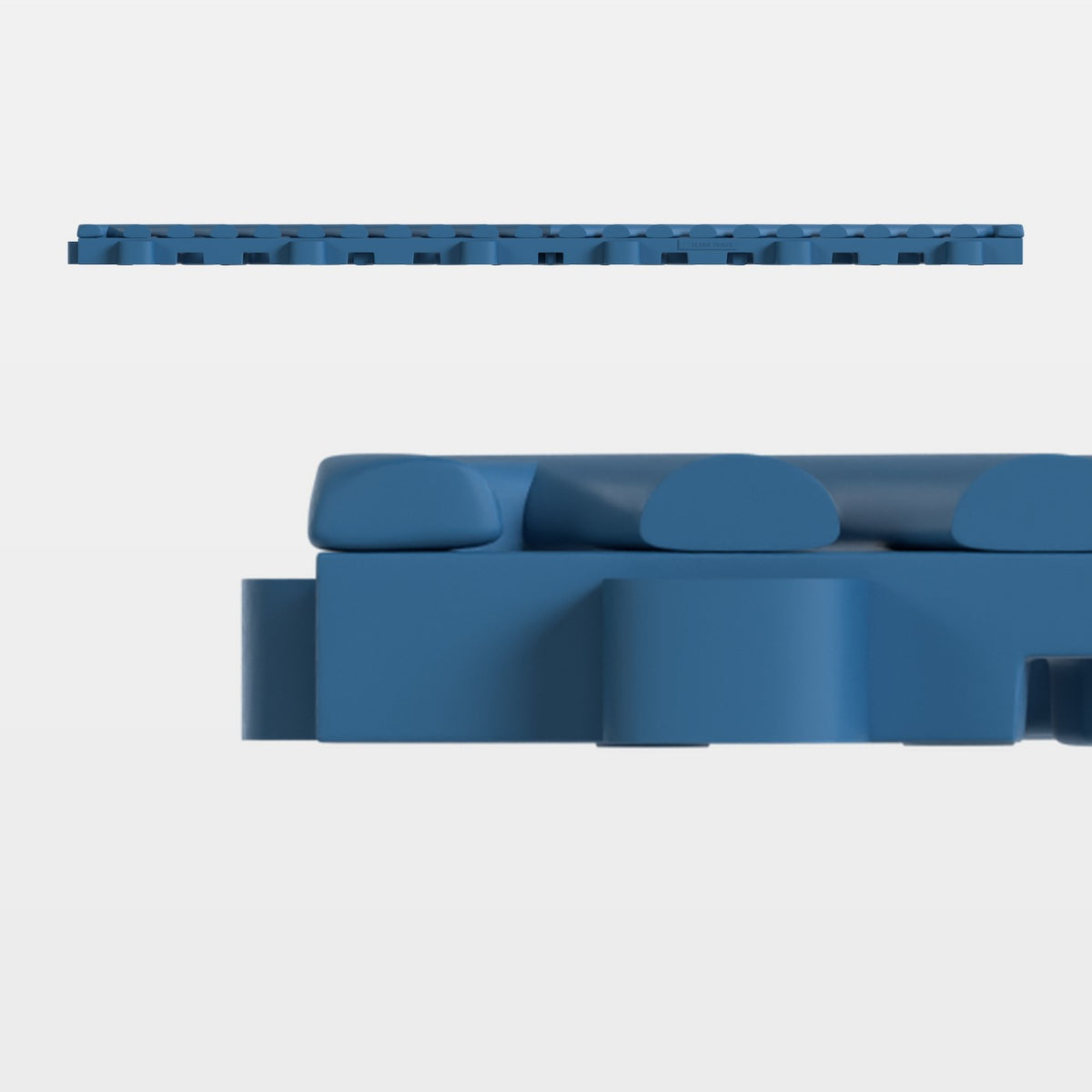 ULTRAGRID tile in Aero Blue, side on: 400 mm long and 18 mm tall