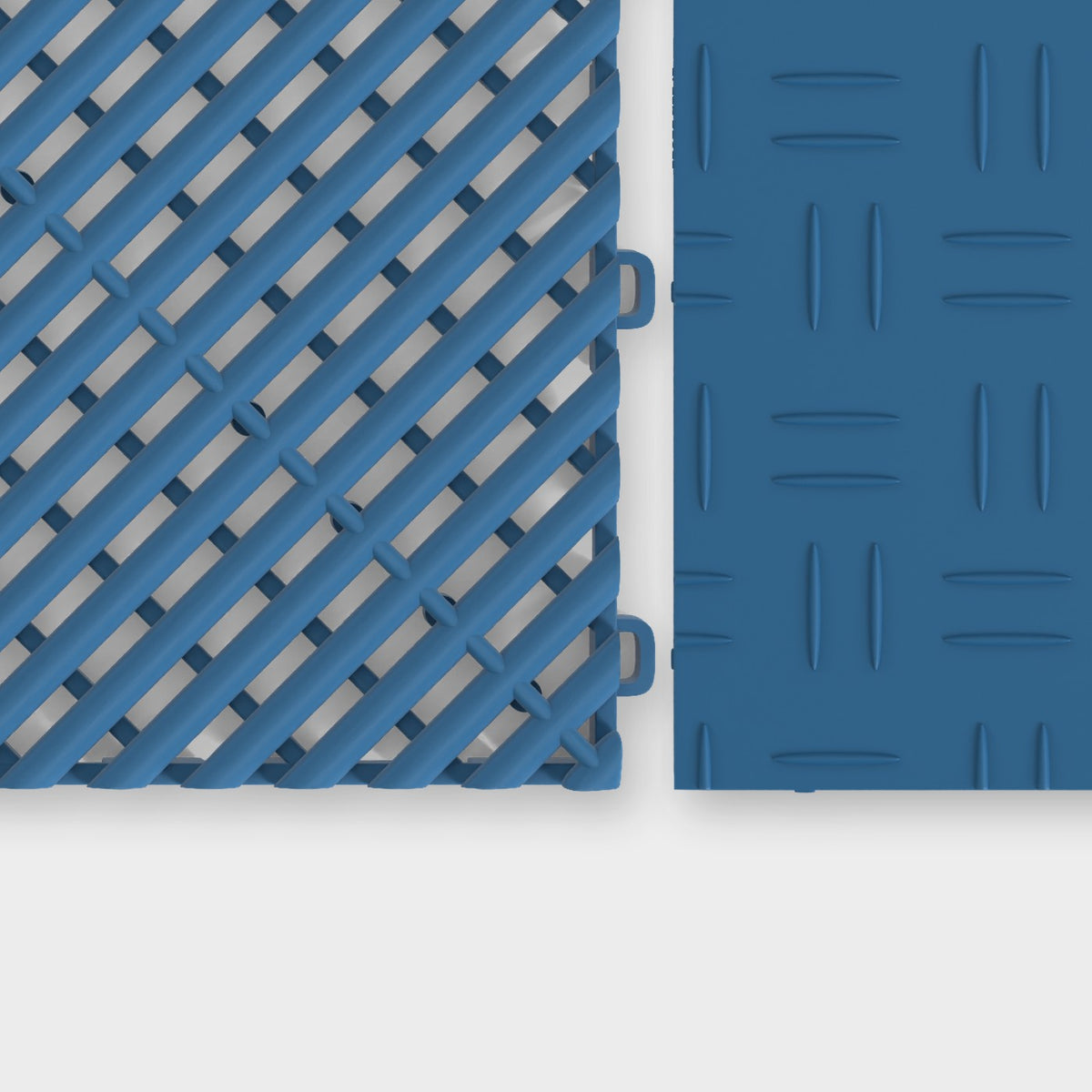 ULTRAGRID tile in Aero Blue beside an ULTRATUFF tile in Aero Blue, about to click together