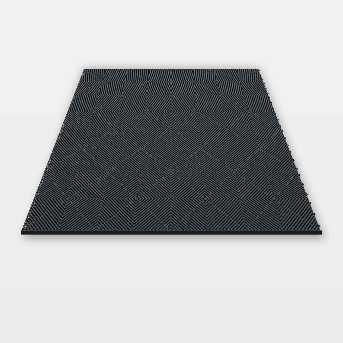 Sixteen ULTRAGRID tiles in Stealth Grey clicked together, 1.6 m wide