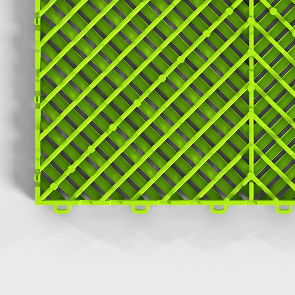 ULTRAGRID tile in Electric Green: one corner of the underside