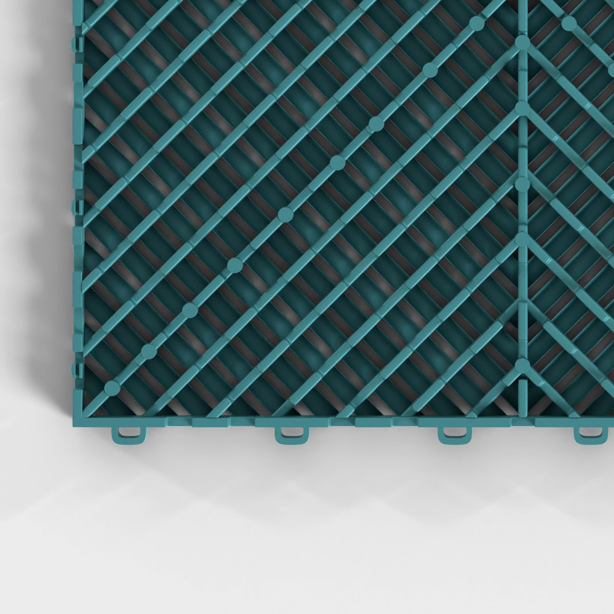 ULTRAGRID tile in Turbo Teal: one corner of the underside