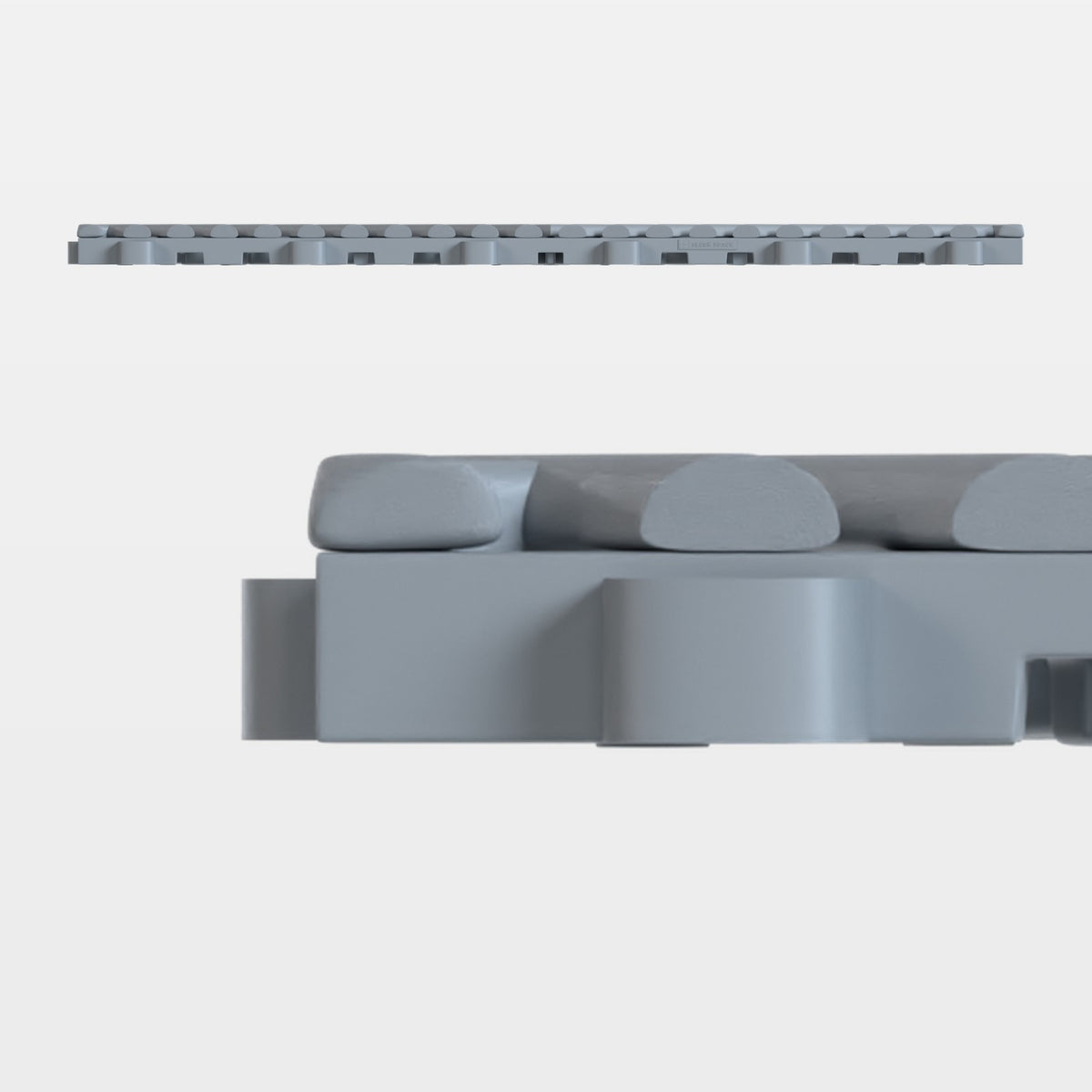 ULTRAGRID tile in Silver Grey, side on: 400 mm long and 18 mm tall