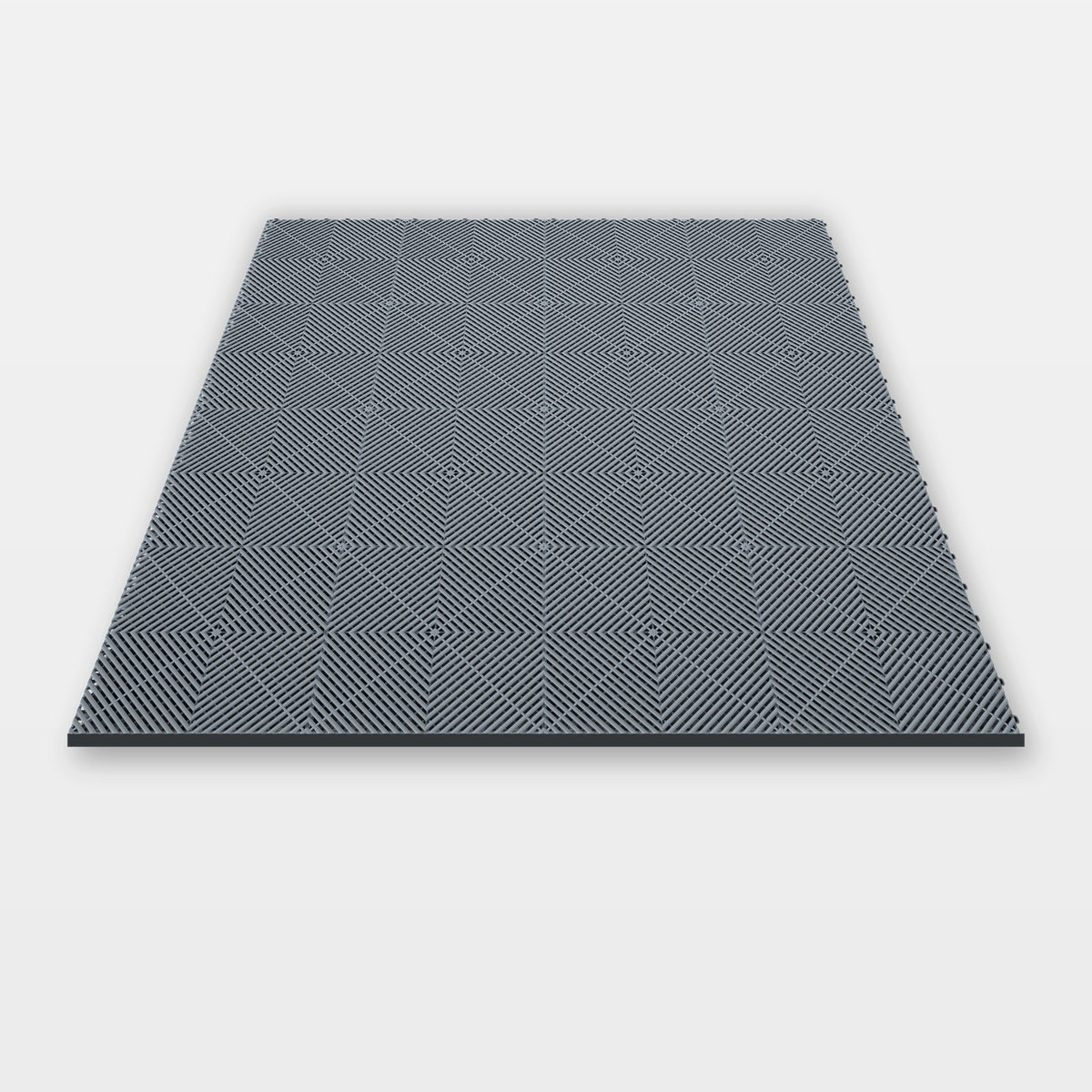 Sixteen ULTRAGRID tiles in Silver Grey clicked together, 1.6 m wide