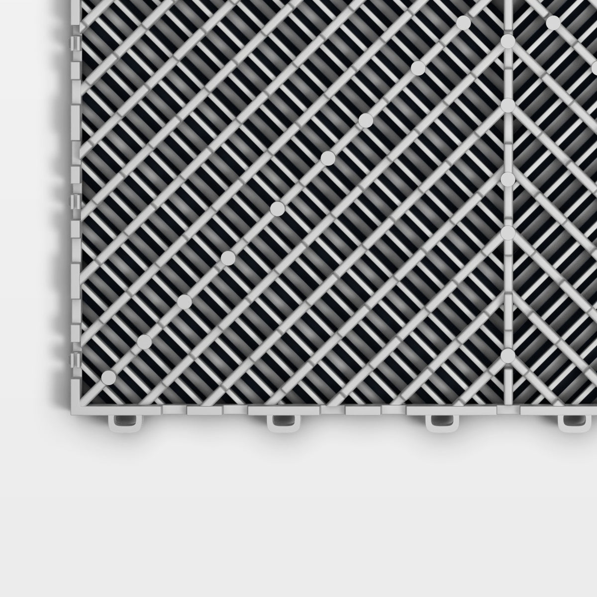 ULTRAGRID tile in Glacier Grey: one corner of the underside
