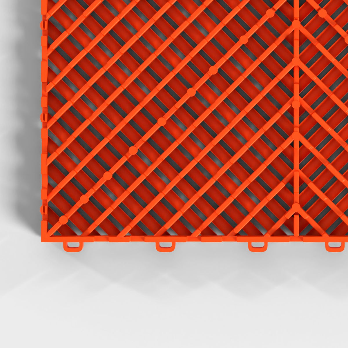 ULTRAGRID tile in Lava Orange: one corner of the underside