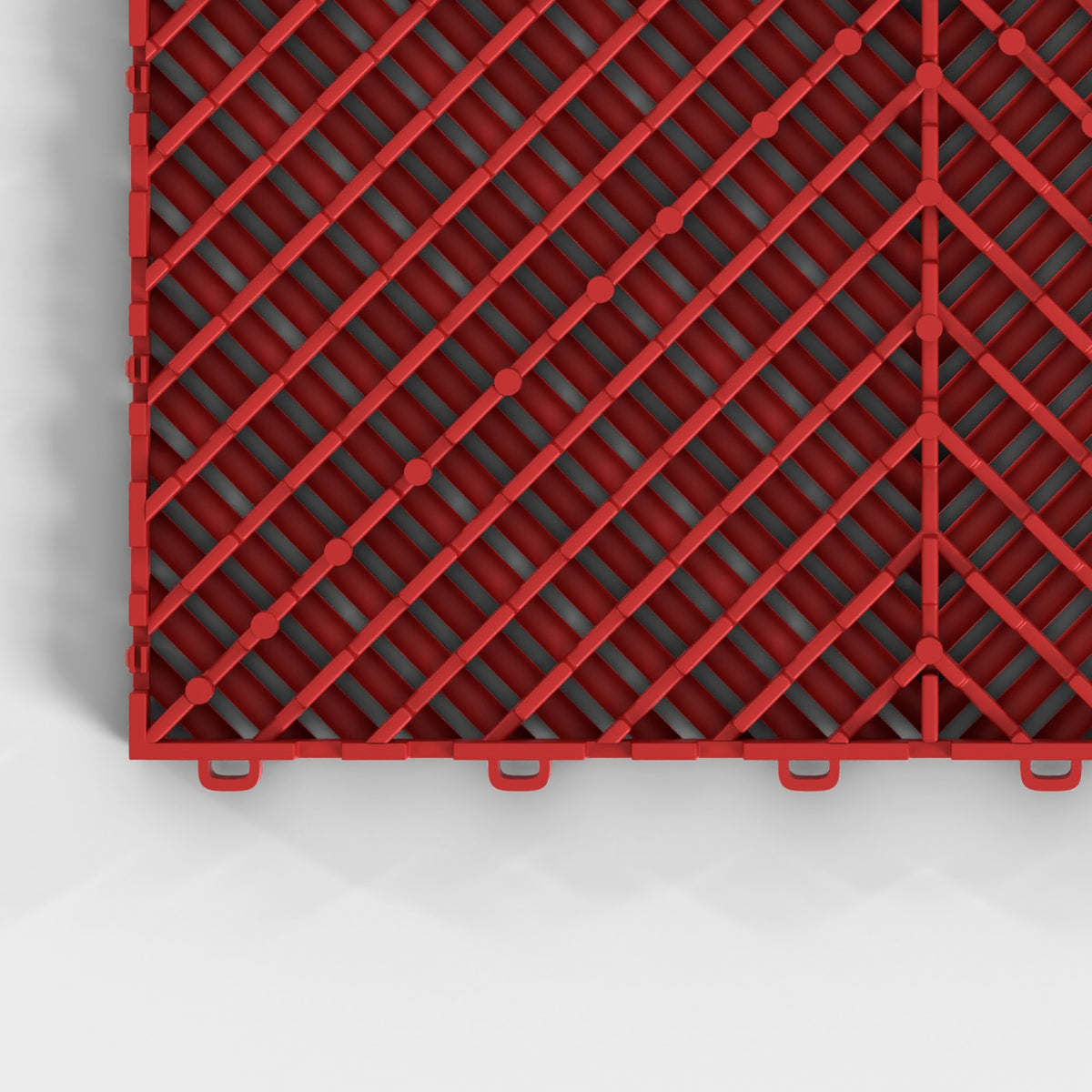 ULTRAGRID tile in Crimson Red: one corner of the underside