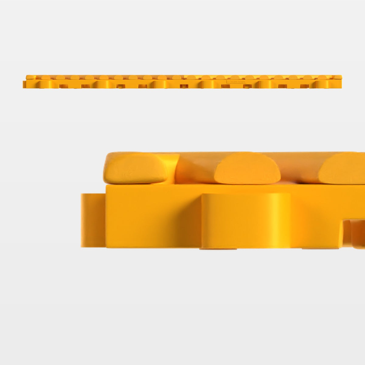 ULTRAGRID tile in Speed Yellow, side on: 400 mm long and 18 mm tall