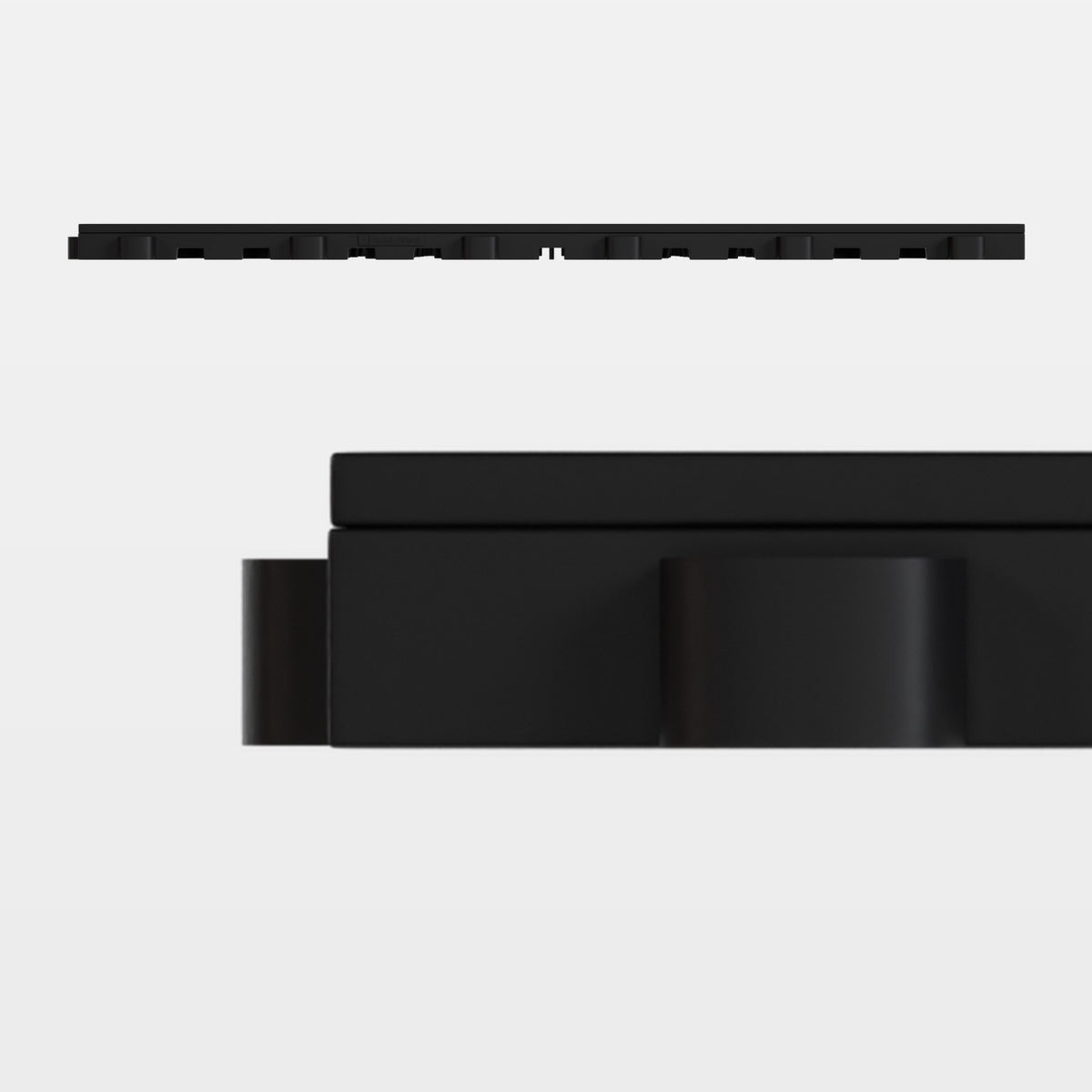 ULTRATONE tile in Jet Black, side on: 400 mm long and 18 mm tall