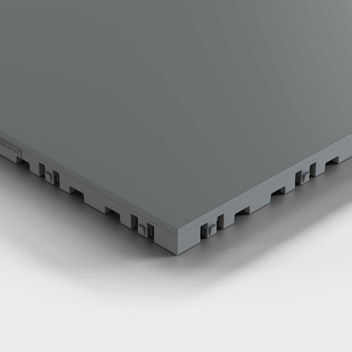 ULTRATONE tile in Space Grey: one corner seen low and close
