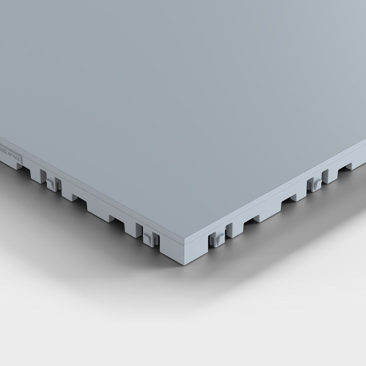 ULTRATONE tile in Silver Grey: one corner seen low and close