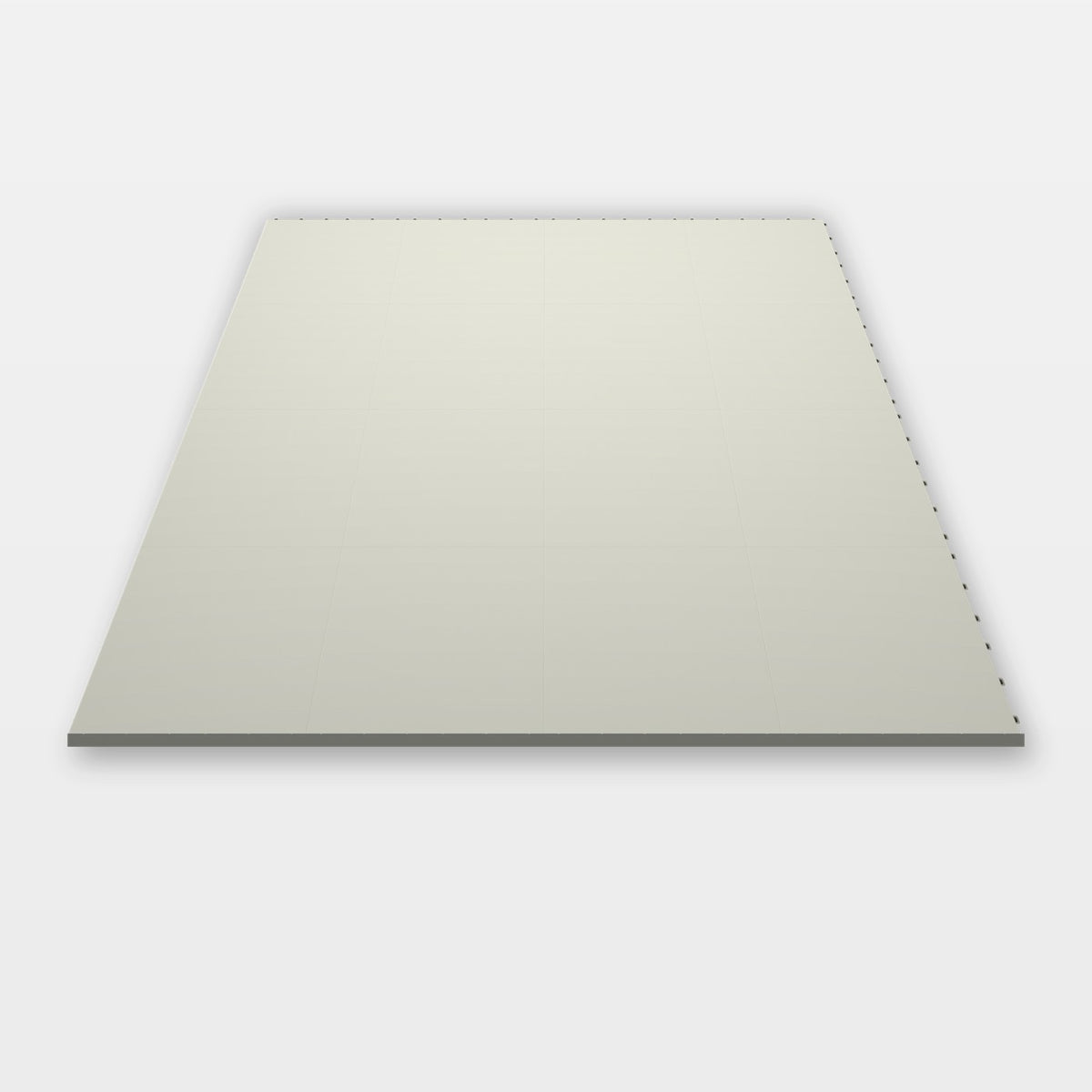 Sixteen ULTRATONE tiles in Coastal Grey clicked together, 1.6 m wide