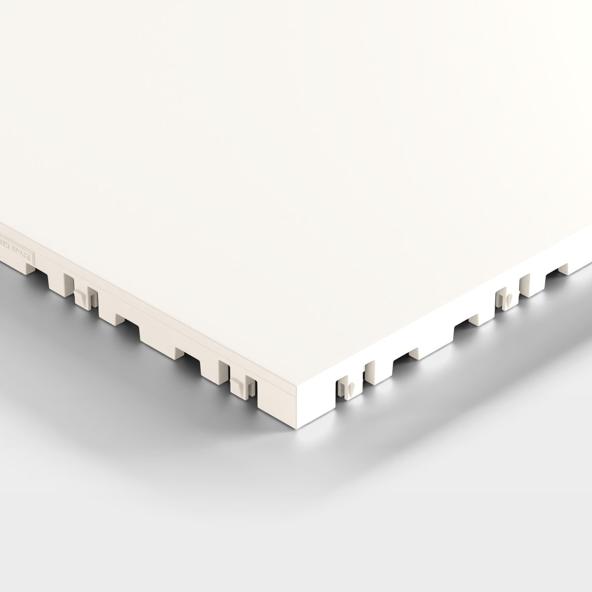 ULTRATONE tile in Alpine White: one corner seen low and close