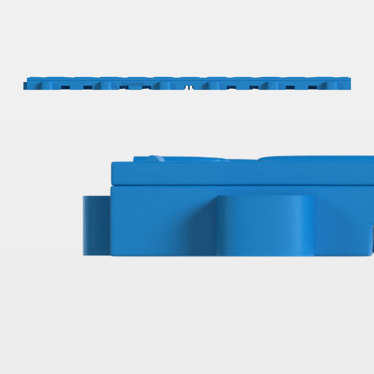 ULTRATUFF tile in Riviera Blue, side on: 400 mm long and 18 mm tall