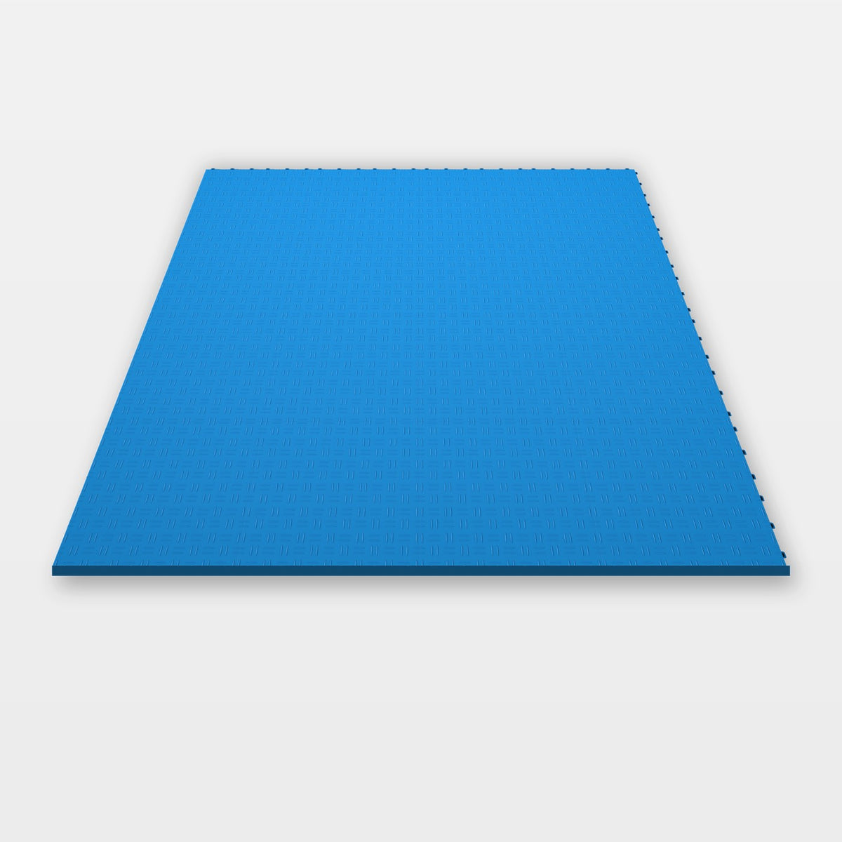 Sixteen ULTRATUFF tiles in Riviera Blue clicked together, 1.6 m wide