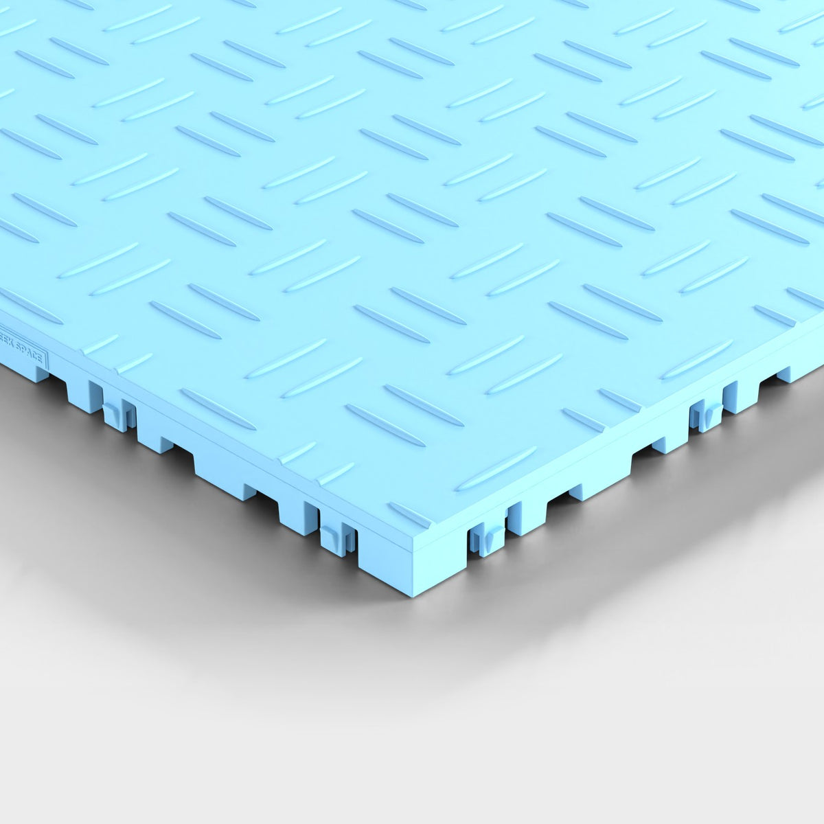 ULTRATUFF tile in Gulf Blue: one corner seen low and close