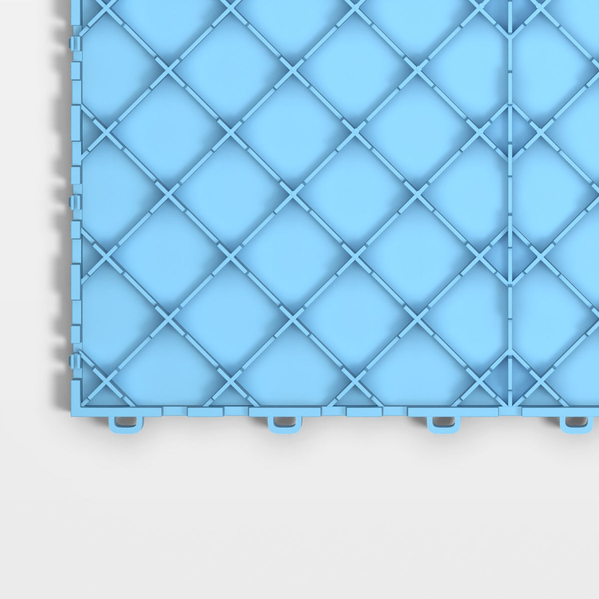 ULTRATUFF tile in Gulf Blue: one corner of the underside