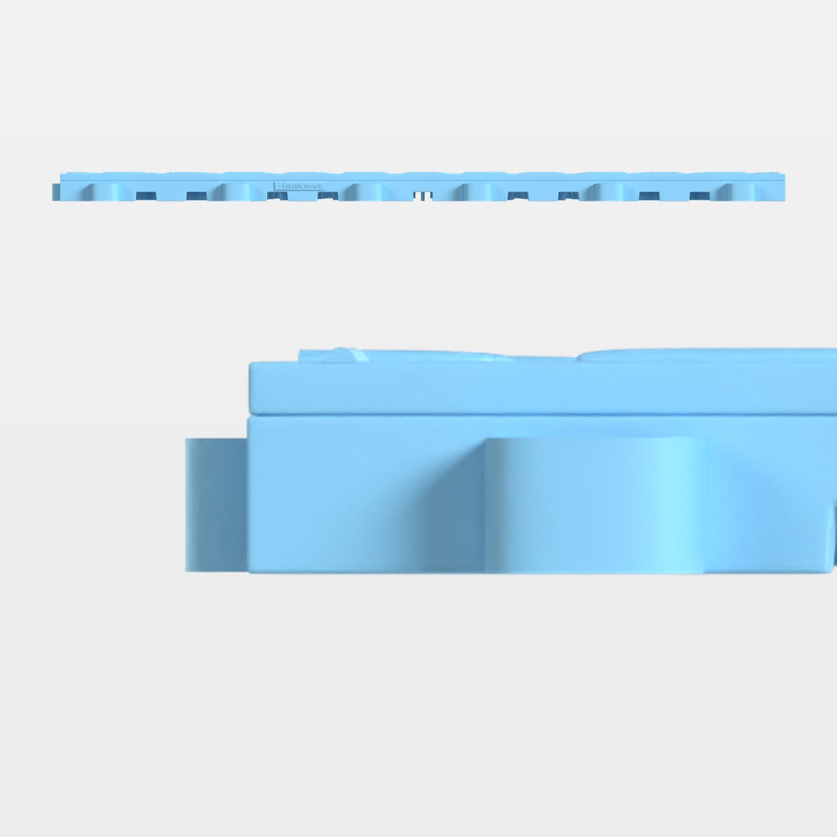 ULTRATUFF tile in Gulf Blue, side on: 400 mm long and 18 mm tall