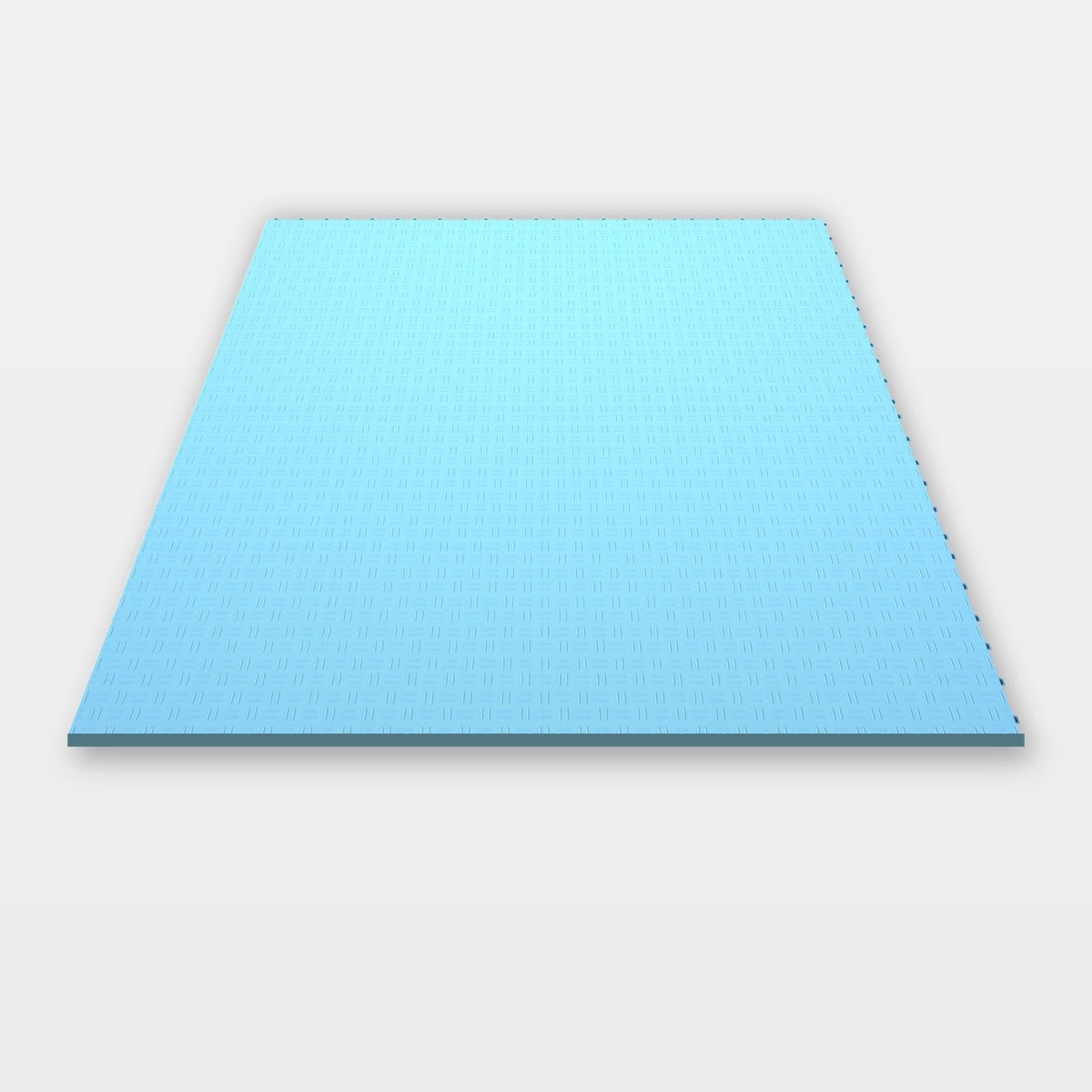 Sixteen ULTRATUFF tiles in Gulf Blue clicked together, 1.6 m wide
