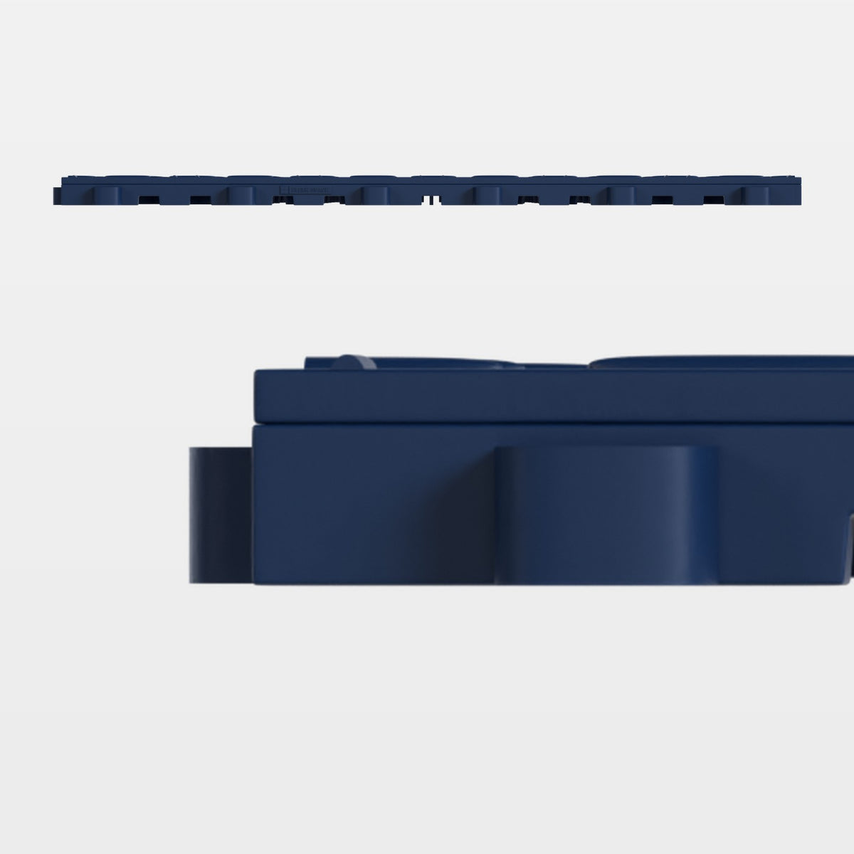 ULTRATUFF tile in Night Blue, side on: 400 mm long and 18 mm tall