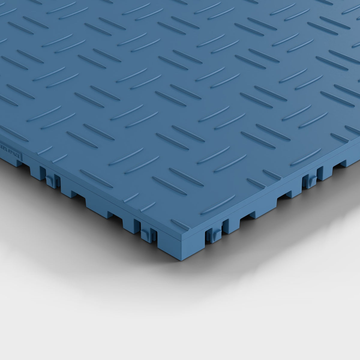 ULTRATUFF tile in Aero Blue: one corner seen low and close