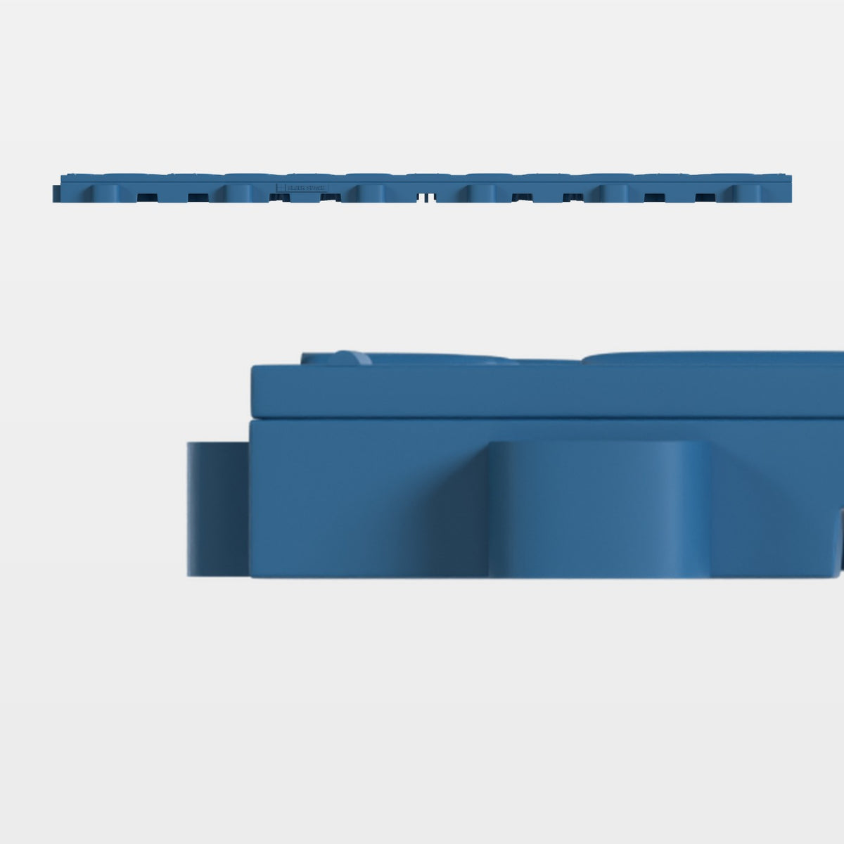 ULTRATUFF tile in Aero Blue, side on: 400 mm long and 18 mm tall