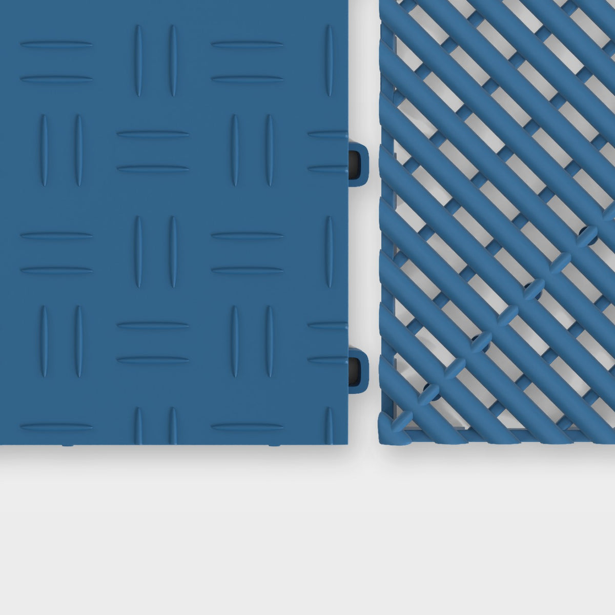 ULTRATUFF tile in Aero Blue beside an ULTRAGRID tile in Aero Blue, about to click together