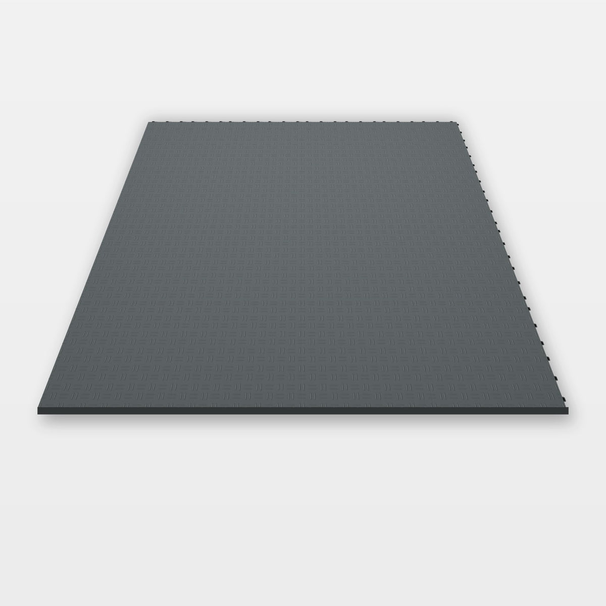 Sixteen ULTRATUFF tiles in Space Grey clicked together, 1.6 m wide