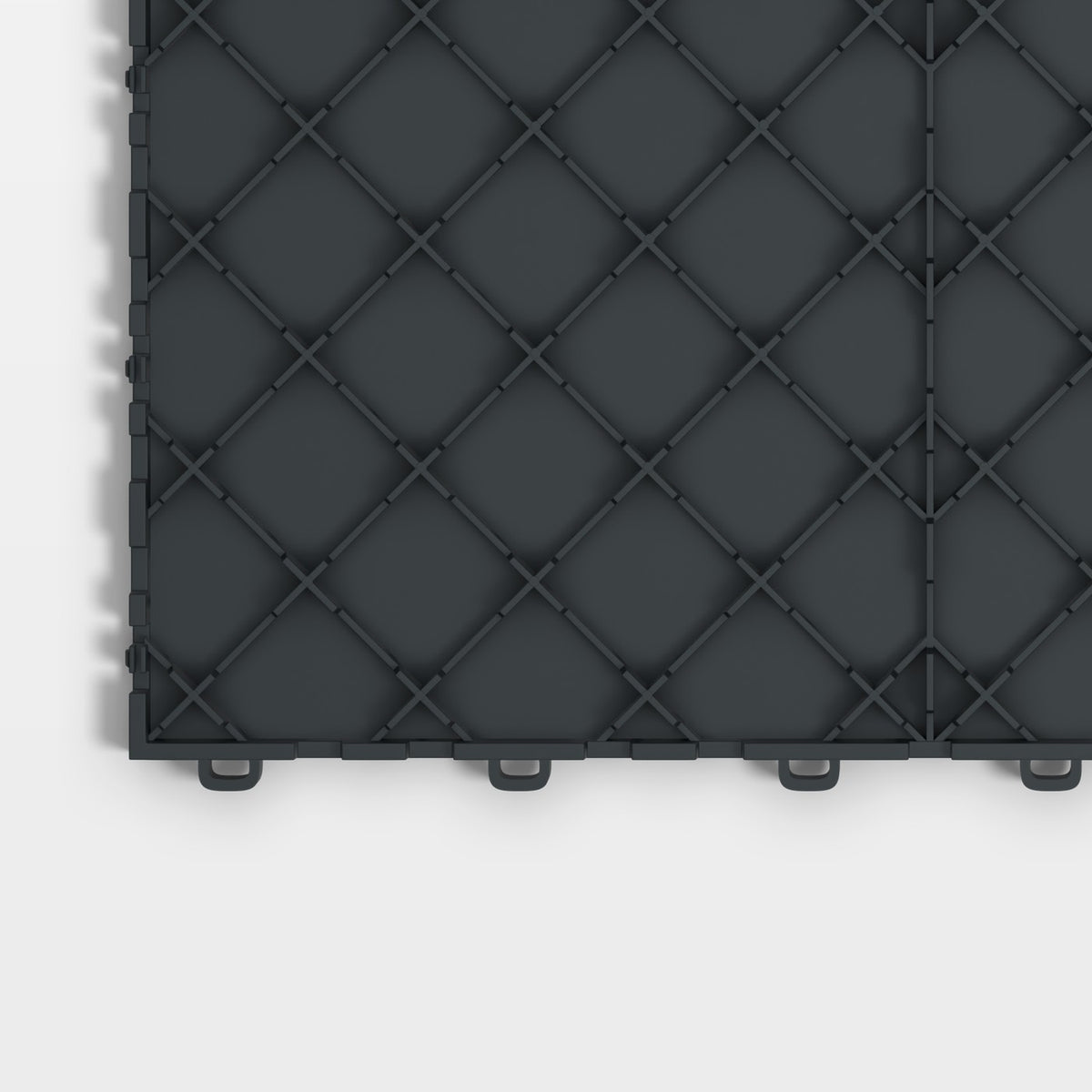 ULTRATUFF tile in Stealth Grey: one corner of the underside