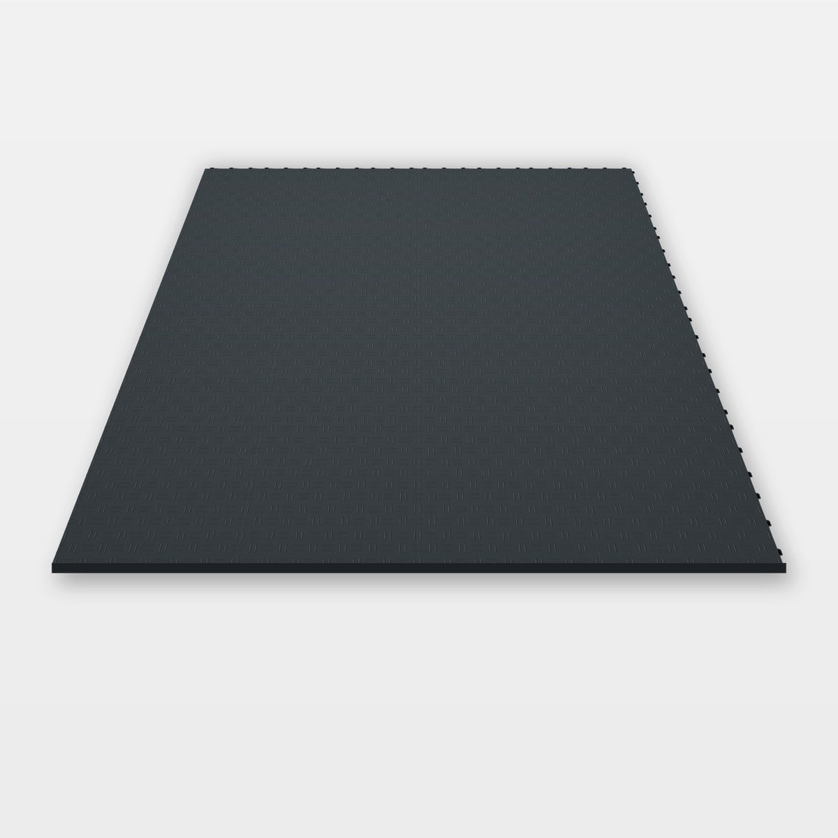 Sixteen ULTRATUFF tiles in Stealth Grey clicked together, 1.6 m wide