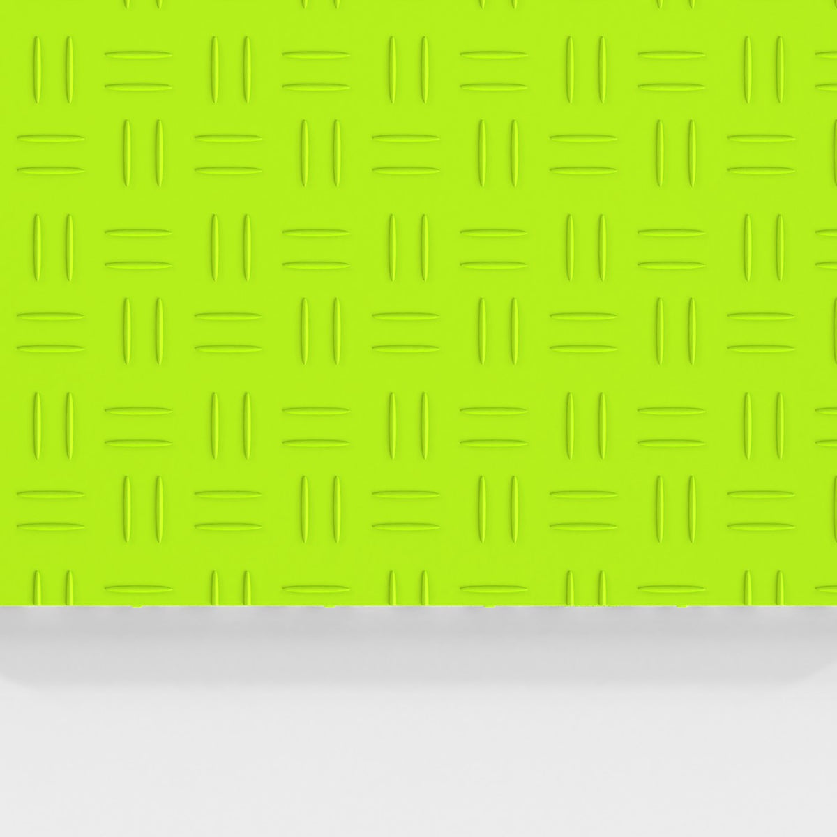ULTRATUFF tile in Electric Green: the diamond-tread face from above