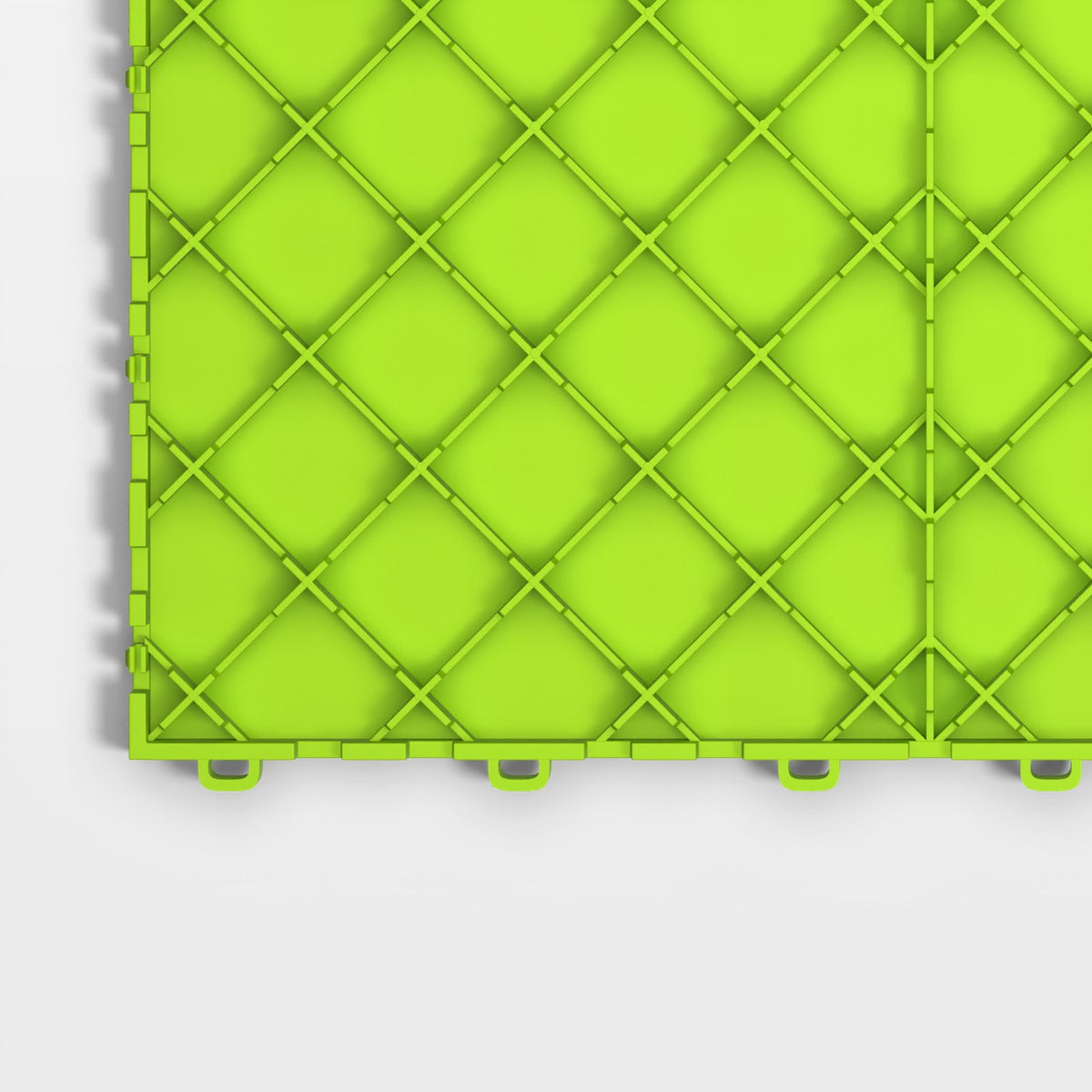 ULTRATUFF tile in Electric Green: one corner of the underside