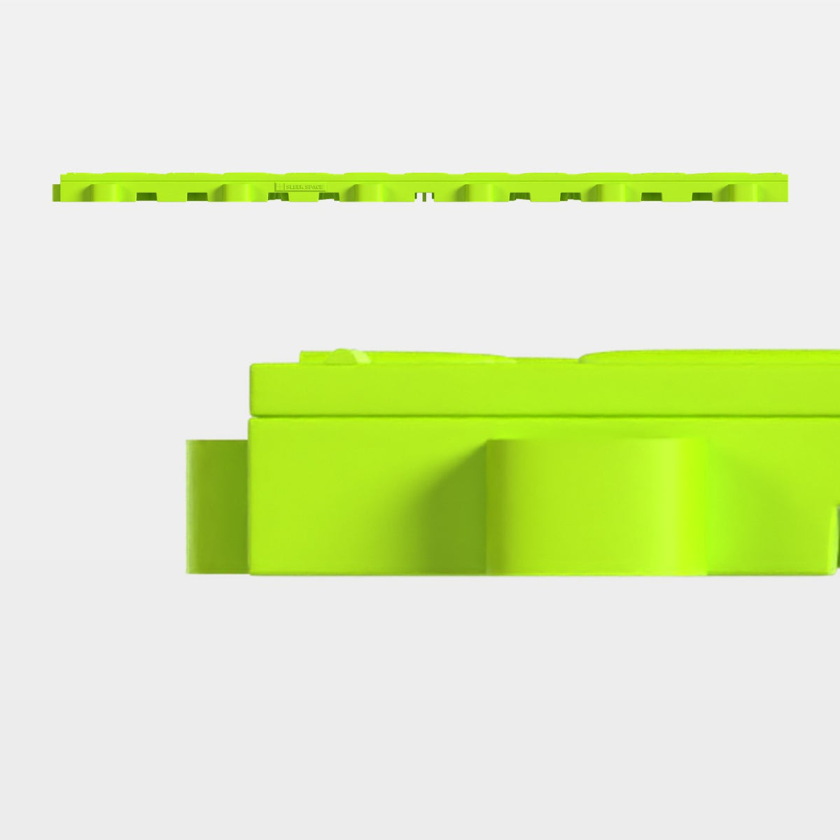 ULTRATUFF tile in Electric Green, side on: 400 mm long and 18 mm tall