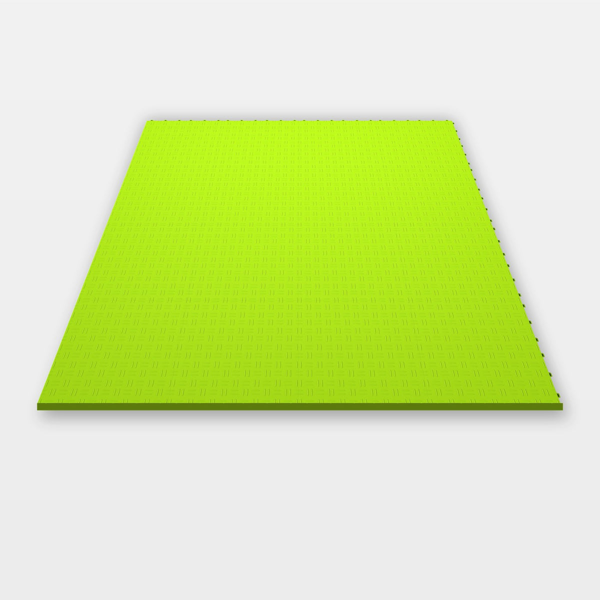 Sixteen ULTRATUFF tiles in Electric Green clicked together, 1.6 m wide