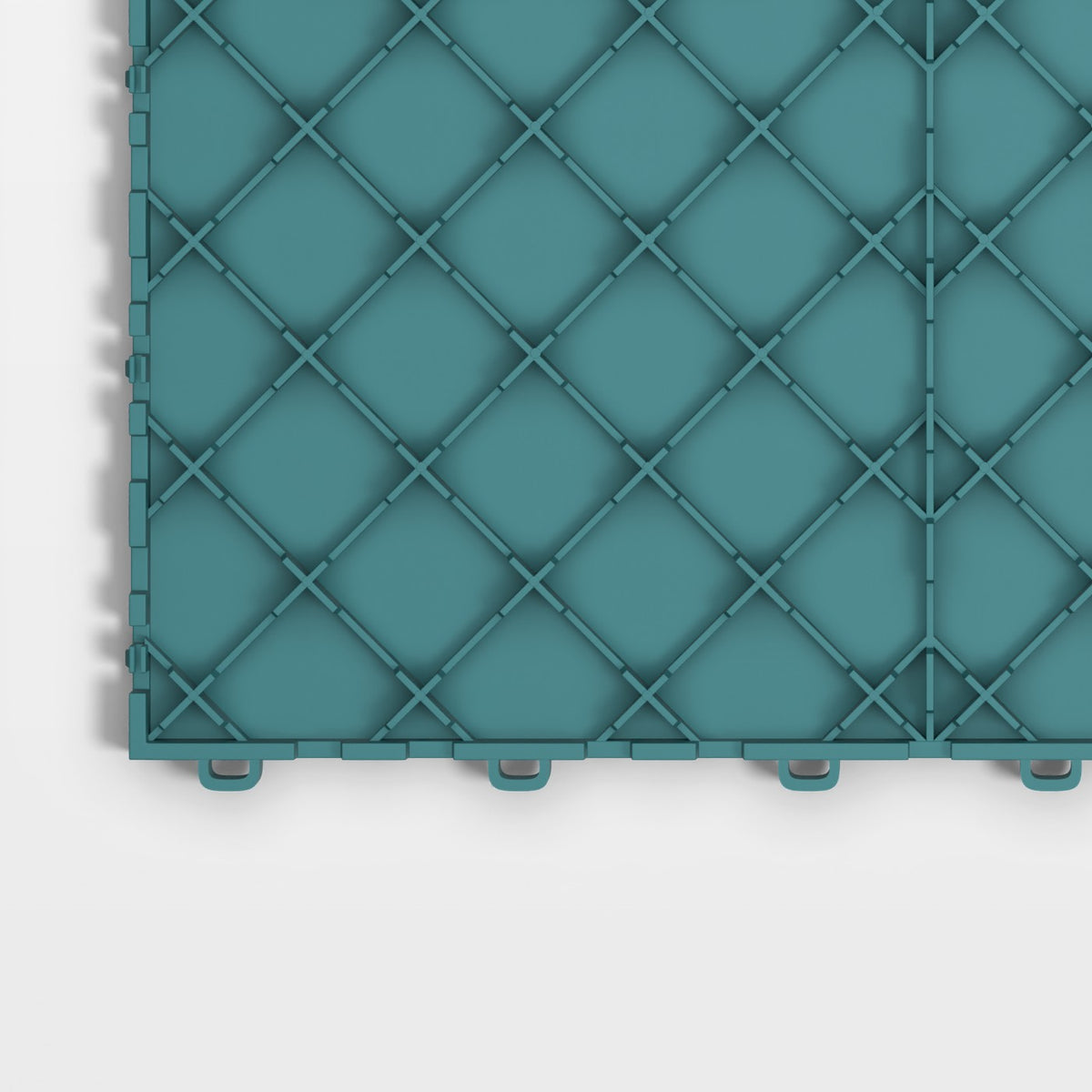 ULTRATUFF tile in Turbo Teal: one corner of the underside