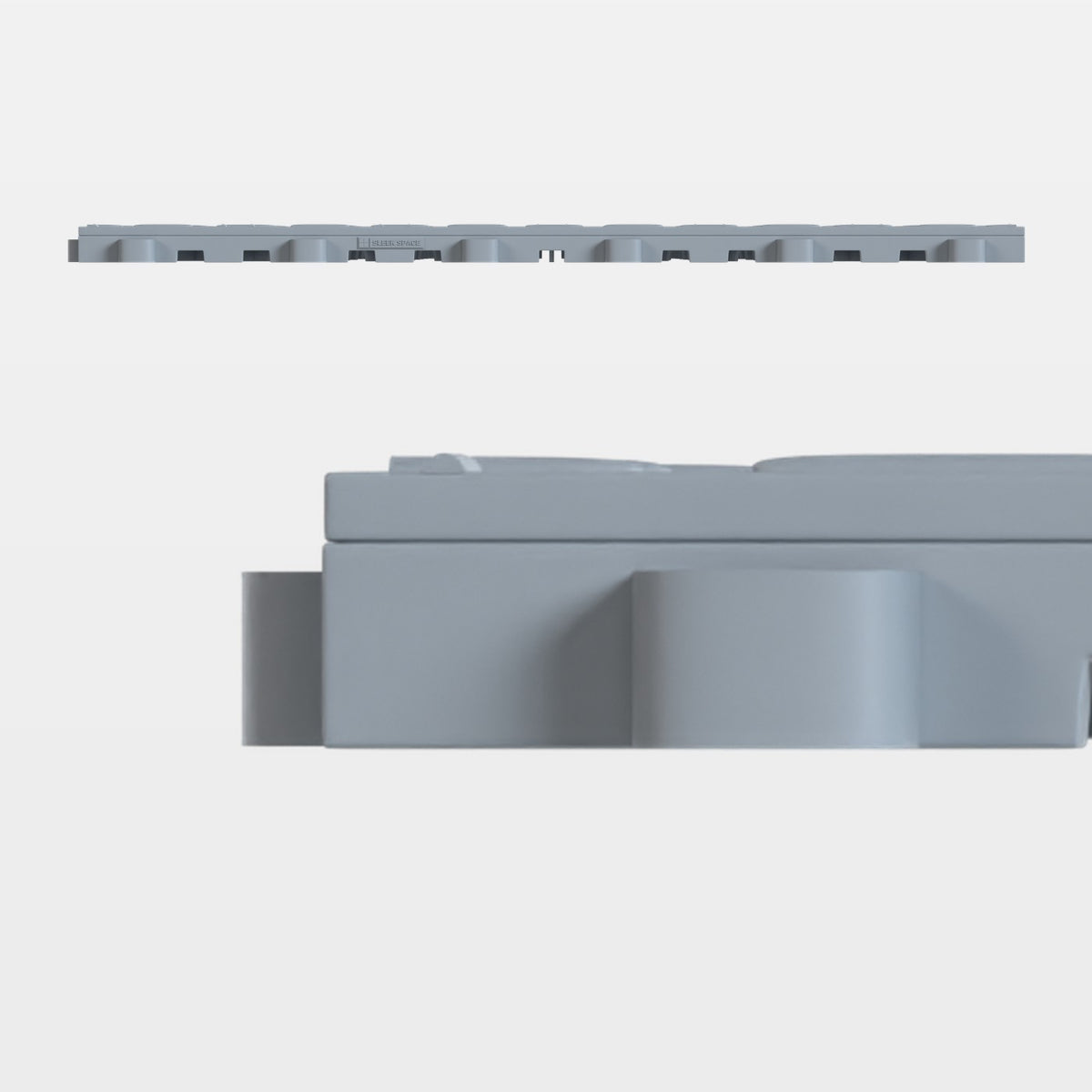 ULTRATUFF tile in Silver Grey, side on: 400 mm long and 18 mm tall
