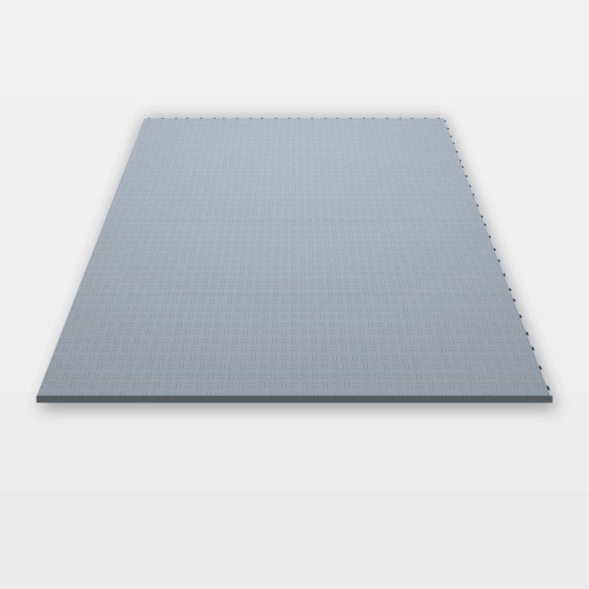 Sixteen ULTRATUFF tiles in Silver Grey clicked together, 1.6 m wide
