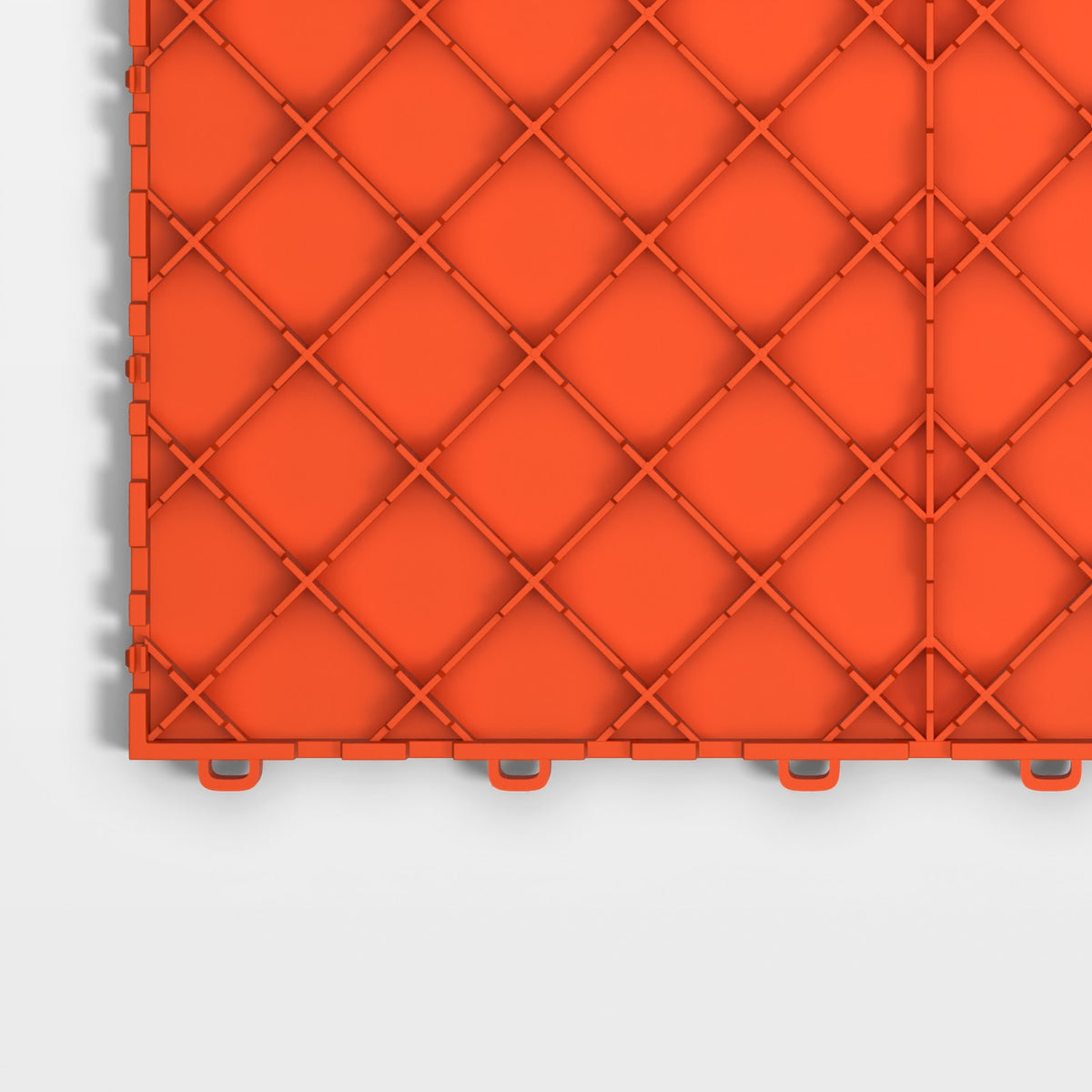 ULTRATUFF tile in Lava Orange: one corner of the underside