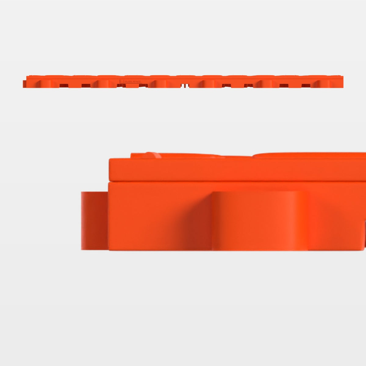 ULTRATUFF tile in Lava Orange, side on: 400 mm long and 18 mm tall