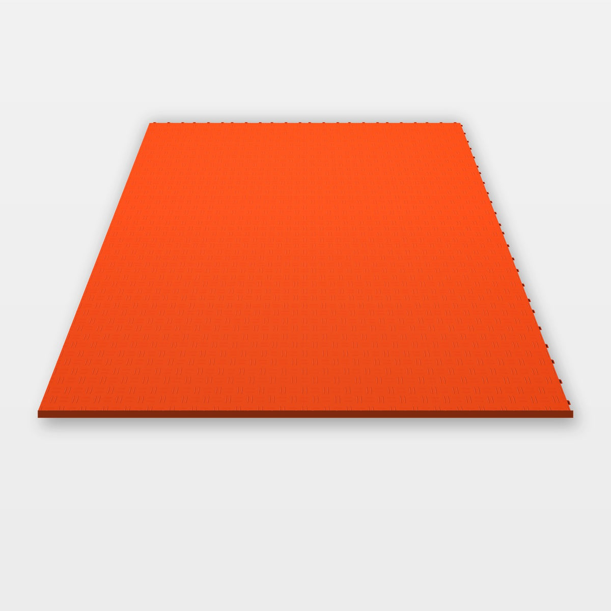 Sixteen ULTRATUFF tiles in Lava Orange clicked together, 1.6 m wide