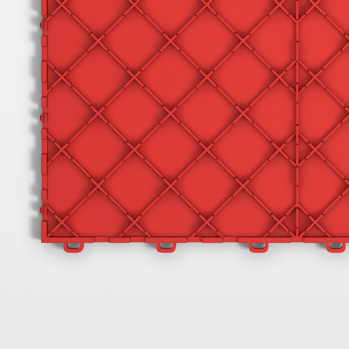 ULTRATUFF tile in Rosso Red: one corner of the underside