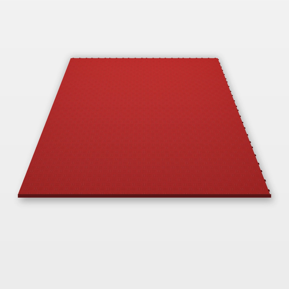 Sixteen ULTRATUFF tiles in Crimson Red clicked together, 1.6 m wide