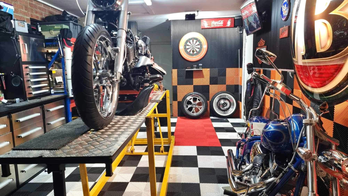 Man Cave Flooring Sleek Space