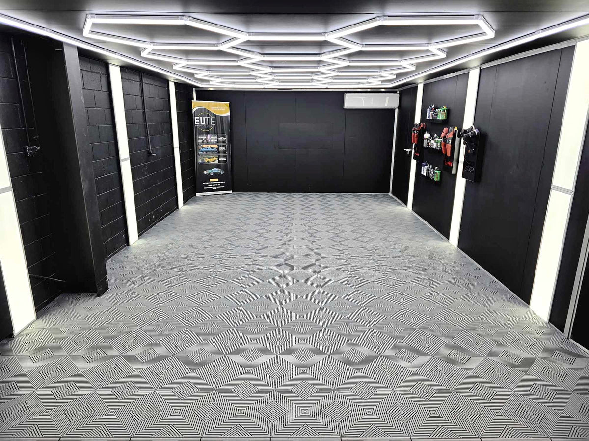 A customer's garage floor in ULTRACORE Silver Grey